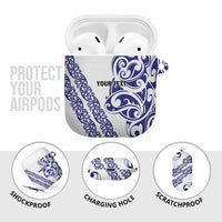 All White Maori Tribal Tattoo Personalised AirPods Case Dark Blue Polynesian Style - Polynesian Pride