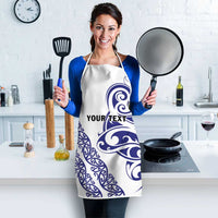 All White Maori Tribal Tattoo Personalised Apron Dark Blue Polynesian Style - Polynesian Pride