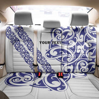 All White Maori Tribal Tattoo Personalised Back Car Seat Cover Dark Blue Polynesian Style - Polynesian Pride
