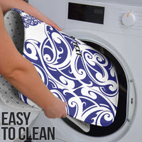 All White Maori Tribal Tattoo Personalised Bathroom Set Dark Blue Polynesian Style - Polynesian Pride