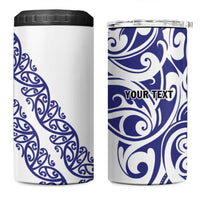 All White Maori Tribal Tattoo Personalised 4 in 1 Can Cooler Tumbler Dark Blue Polynesian Style - Polynesian Pride