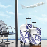All White Maori Tribal Tattoo Personalised Luggage Cover Dark Blue Polynesian Style - Polynesian Pride