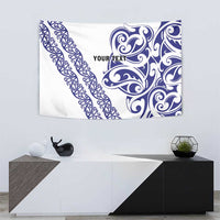 All White Maori Tribal Tattoo Personalised Tapestry Dark Blue Polynesian Style LT9 - Polynesian Pride