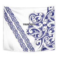 All White Maori Tribal Tattoo Personalised Tapestry Dark Blue Polynesian Style LT9 - Polynesian Pride