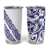 All White Maori Tribal Tattoo Personalised Tumbler Cup Dark Blue Polynesian Style - Polynesian Pride
