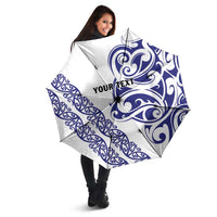 All White Maori Tribal Tattoo Personalised Umbrella Dark Blue Polynesian Style LT9 - Polynesian Pride