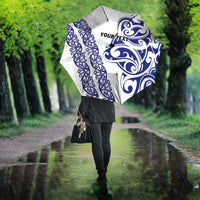All White Maori Tribal Tattoo Personalised Umbrella Dark Blue Polynesian Style LT9 - Polynesian Pride