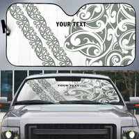 All White Maori Tribal Tattoo Personalised Auto Sun Shade Moss Green Polynesian Style - Polynesian Pride