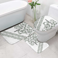 All White Maori Tribal Tattoo Personalised Bathroom Set Moss Green Polynesian Style - Polynesian Pride