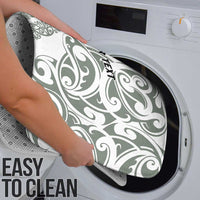 All White Maori Tribal Tattoo Personalised Bathroom Set Moss Green Polynesian Style - Polynesian Pride