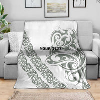 All White Maori Tribal Tattoo Personalised Blanket Moss Green Polynesian Style - Polynesian Pride