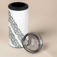 All White Maori Tribal Tattoo Personalised 4 in 1 Can Cooler Tumbler Moss Green Polynesian Style - Polynesian Pride