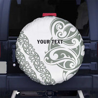 All White Maori Tribal Tattoo Personalised Spare Tire Cover Moss Green Polynesian Style - Polynesian Pride