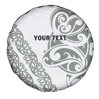 All White Maori Tribal Tattoo Personalised Spare Tire Cover Moss Green Polynesian Style - Polynesian Pride
