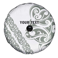 All White Maori Tribal Tattoo Personalised Spare Tire Cover Moss Green Polynesian Style - Polynesian Pride