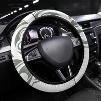 All White Maori Tribal Tattoo Steering Wheel Cover Moss Green Polynesian Style - Polynesian Pride