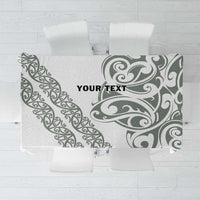 All White Maori Tribal Tattoo Personalised Tablecloth Moss Green Polynesian Style - Polynesian Pride