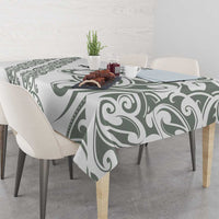 All White Maori Tribal Tattoo Personalised Tablecloth Moss Green Polynesian Style - Polynesian Pride