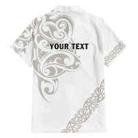 All White Maori Tribal Tattoo Personalised Family Matching Tank Maxi Dress and Hawaiian Shirt Stone Gray Polynesian Style - Polynesian Pride