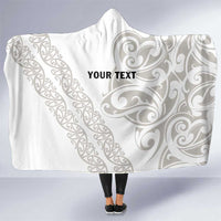 All White Maori Tribal Tattoo Personalised Hooded Blanket Stone Gray Polynesian Style - Polynesian Pride
