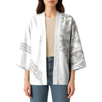 All White Maori Tribal Tattoo Personalised Kimono Stone Gray Polynesian Style - Polynesian Pride