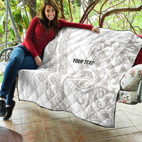 All White Maori Tribal Tattoo Personalised Quilt Stone Gray Polynesian Style - Polynesian Pride