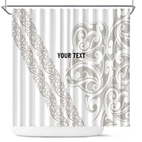 All White Maori Tribal Tattoo Personalised Shower Curtain Stone Gray Polynesian Style - Polynesian Pride