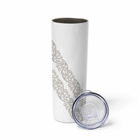 All White Maori Tribal Tattoo Personalised Skinny Tumbler Stone Gray Polynesian Style - Polynesian Pride
