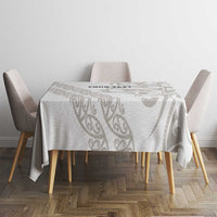 All White Maori Tribal Tattoo Personalised Tablecloth Stone Gray Polynesian Style - Polynesian Pride