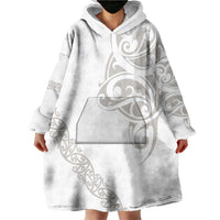 All White Maori Tribal Tattoo Personalised Wearable Blanket Hoodie Stone Gray Polynesian Style - Polynesian Pride