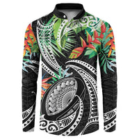 Polynesian Pacific Rugby Tribal Button Sweatshirt Tropical Vibe