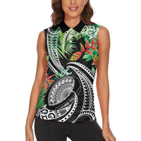 Polynesian Pacific Rugby Tribal Women Sleeveless Polo Shirt Tropical Vibe