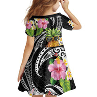 Hau'oli Makahiki Hou Family Matching Off The Shoulder Long Sleeve Dress and Hawaiian Shirt Aloha Pineapple Tropical Vibe LT9 - Polynesian Pride