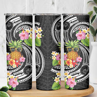Hau'oli Makahiki Hou Skinny Tumbler Aloha Pineapple Tropical Vibe LT9 - Polynesian Pride