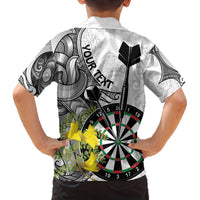 Personalised New Zealand Darts Family Matching Off The Shoulder Long Sleeve Dress and Hawaiian Shirt Kowhai Floral with Maori Tattoo LT9 - Polynesian Pride