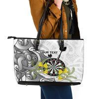 Personalised New Zealand Darts Leather Tote Bag Kowhai Floral with Maori Tattoo LT9 - Polynesian Pride