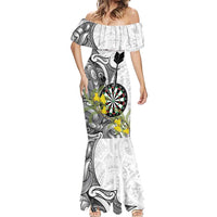 Personalised New Zealand Darts Mermaid Dress Kowhai Floral with Maori Tattoo