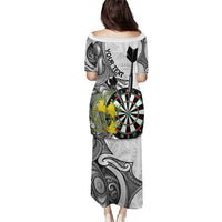 Personalised New Zealand Darts Puletasi Kowhai Floral with Maori Tattoo