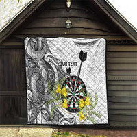 Personalised New Zealand Darts Quilt Kowhai Floral with Maori Tattoo LT9 - Polynesian Pride