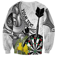Personalised New Zealand Darts Sweatshirt Kowhai Floral with Maori Tattoo LT9 - Polynesian Pride