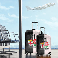 Custom Fiji England Rugby Luggage Cover Tapa Pattern and Rose Flower World Cup 2023 LT9 - Polynesian Pride