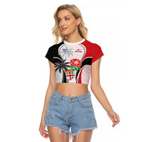 Custom Fiji England Rugby Raglan Cropped T Shirt Tapa Pattern and Rose Flower World Cup 2023 LT9 Female White - Polynesian Pride