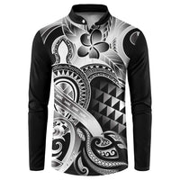 Aloha Black Tribal Honu Tattoo Button Sweatshirt LT9 Black - Polynesian Pride