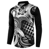 Aloha Black Tribal Honu Tattoo Button Sweatshirt LT9 - Polynesian Pride