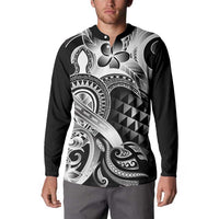 Aloha Black Tribal Honu Tattoo Button Sweatshirt LT9 - Polynesian Pride