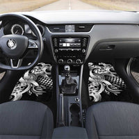 Aloha Black Tribal Honu Tattoo Car Mats LT9 Set 2pcs - Front Black - Polynesian Pride