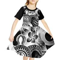 Aloha Black Tribal Honu Tattoo Kid Short Sleeve Dress LT9 - Polynesian Pride