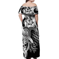 Aloha Black Tribal Honu Tattoo Off Shoulder Maxi Dress LT9 - Polynesian Pride
