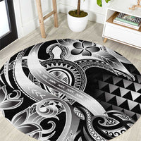 Aloha Black Tribal Honu Tattoo Round Carpet