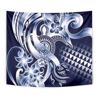 Aloha Blue Tribal Honu Tattoo Tapestry